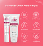 Alite anti-acne products with certification icons on a pink background