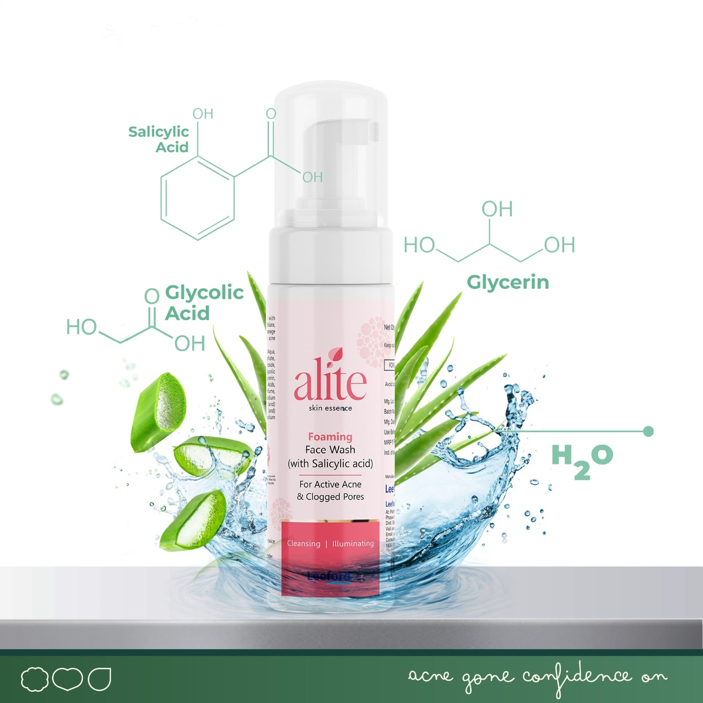 Combo Of Alite Foaming Facewash 60ml, Anti Acne Facewash Charcoal 70g, anti acne Gel 15g and Spot Reduction Cream 15g