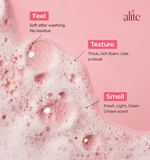 Product description with foam texture and alite branding 