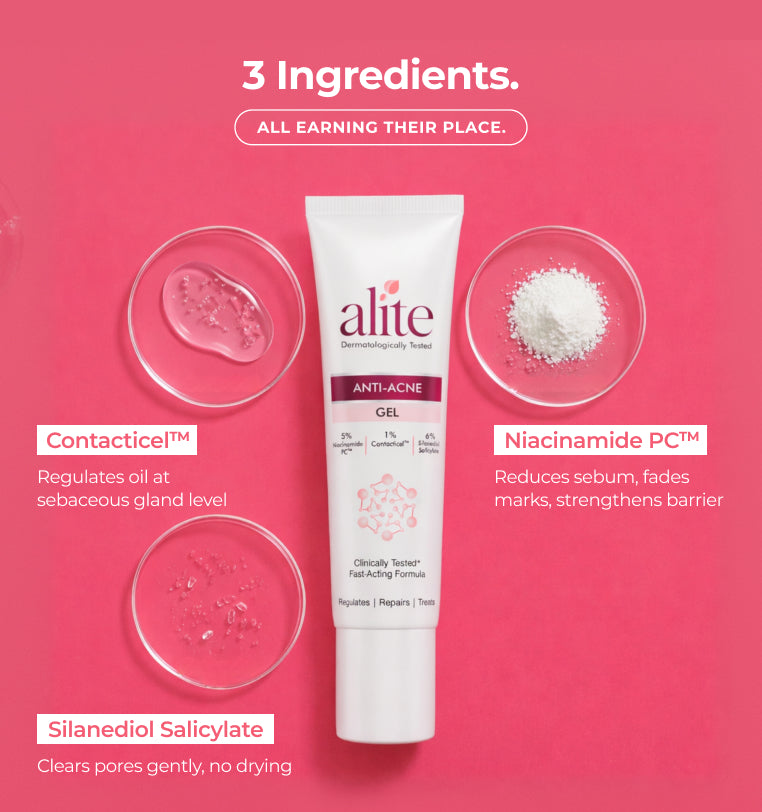 Alite anti acne gel tube with ingredients 