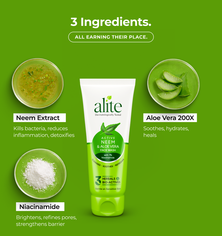 Alite skincare product with Neem Extract Aloe Vera  and Niacinamide 