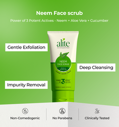 Alite Neem Face Scrub 70g - Neem + Aloe + Cucumber - Deep Cleansing Gentle Exfoliation