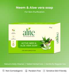 Alite Neem & Aloe Vera Soap 75gm - Daily Antiseptic Bathing Soap - Paraben-Free