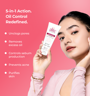 Woman holding a skincare product