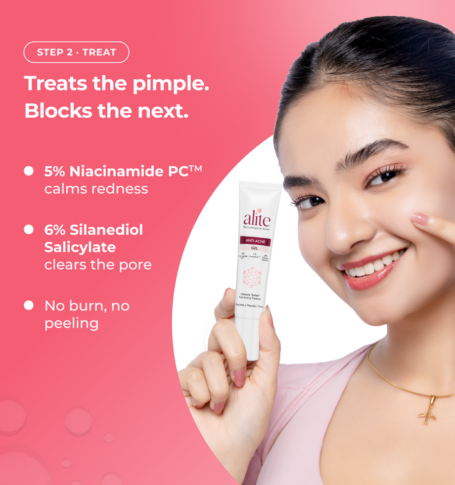 Woman holding a alite skincare product