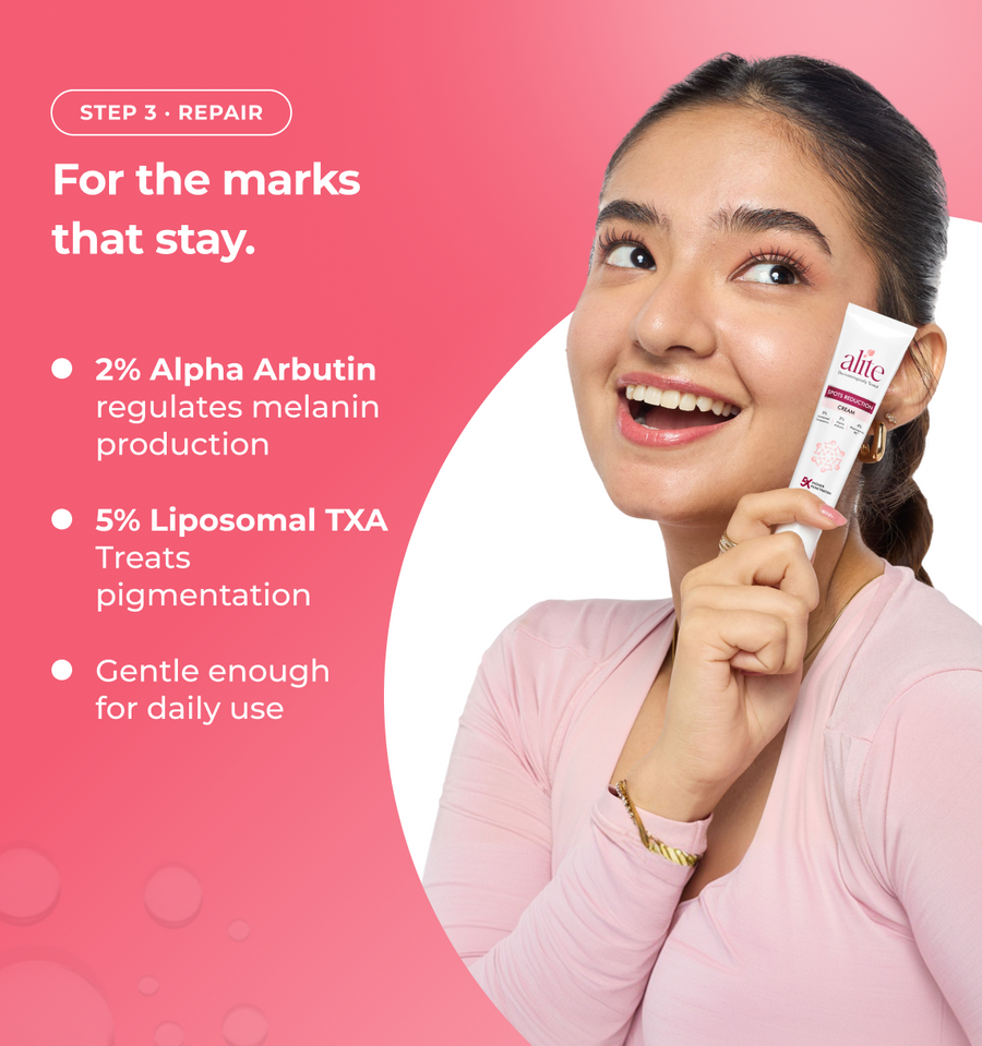 Woman holding a skincare product