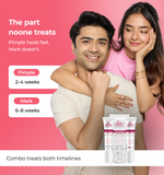 Couple with skincare products  promoting a skincare treatment