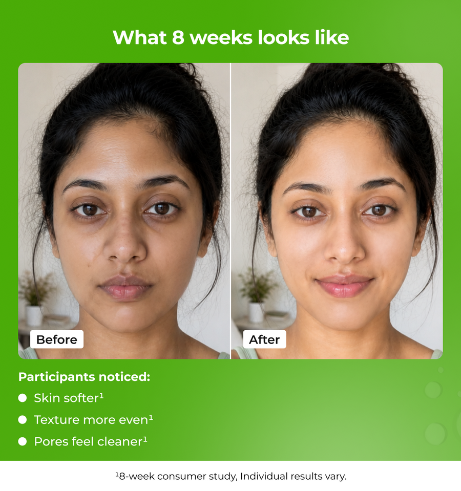 Before and after comparison of a womans face 