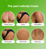 Illustrations of different body parts with text indicating common skin concerns 
