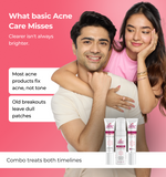 Man and woman embracing with skincare products displayed
