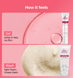 Alite skincare products with text on a pink background