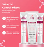 Alite skincare products with text about oil control