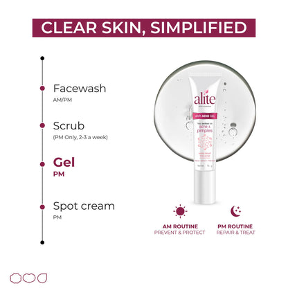 Alite Anti Acne Gel 30 gm | Fast Action on Acne, Pimples | Treats, Repairs, Prevents Acne