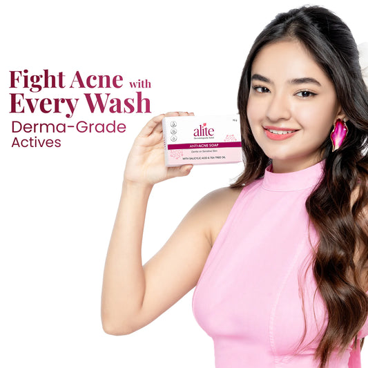 Alite Anti Acne Soap – Clears Body Acne, Fades Acne Marks & Removes Dead Skin | Tea Tree Oil & Vitamin E | Pack of 5