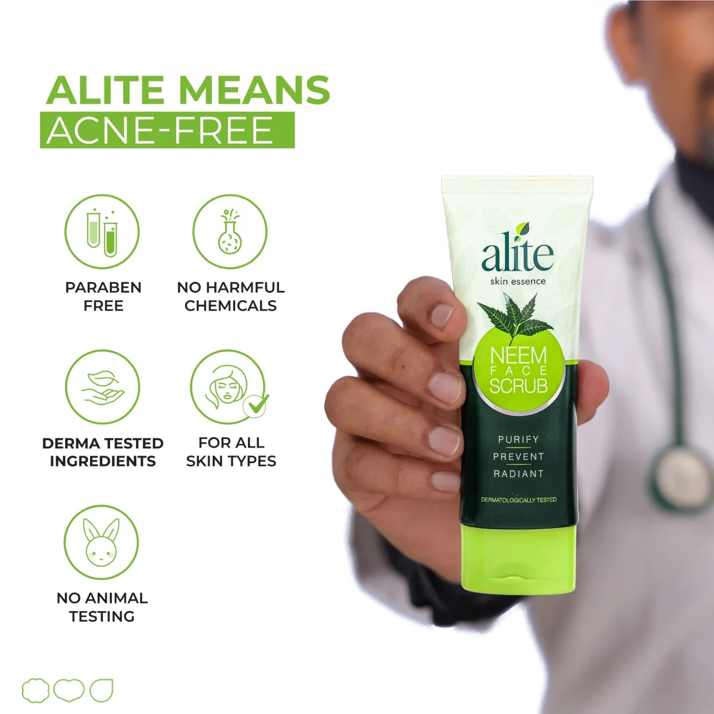 Alite Neem Glow Scrub 140gm | Radiant & Bright Skin | Complexion Boost Formula