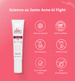 Tube of alite anti acne gel  with certification icons