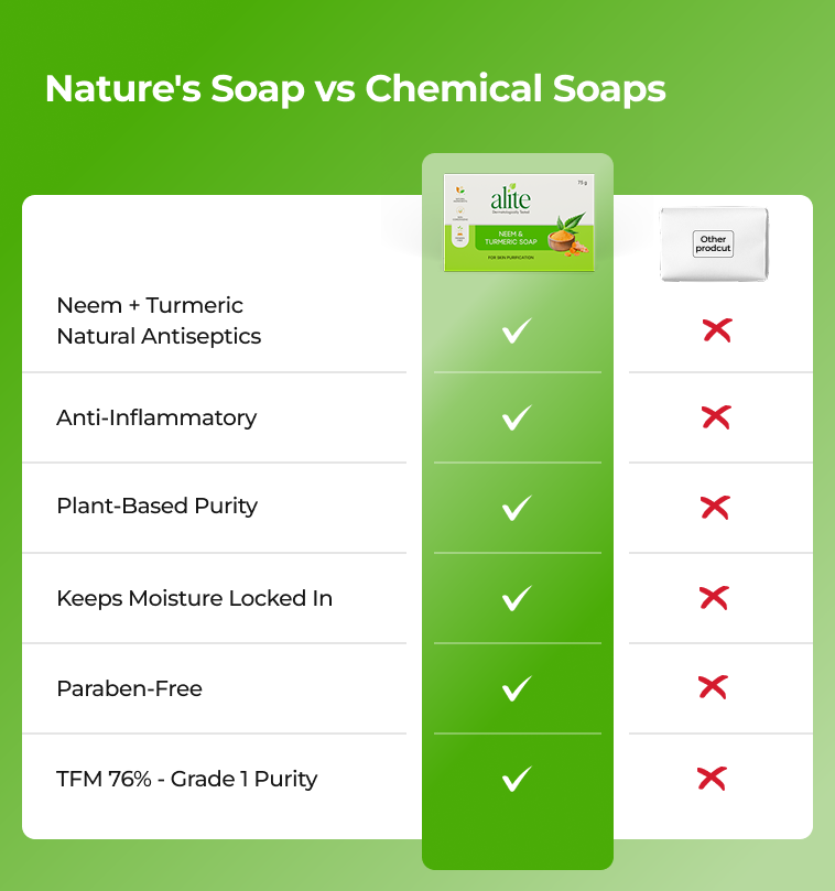 Comparison chart of natures soap vs chemical soaps 